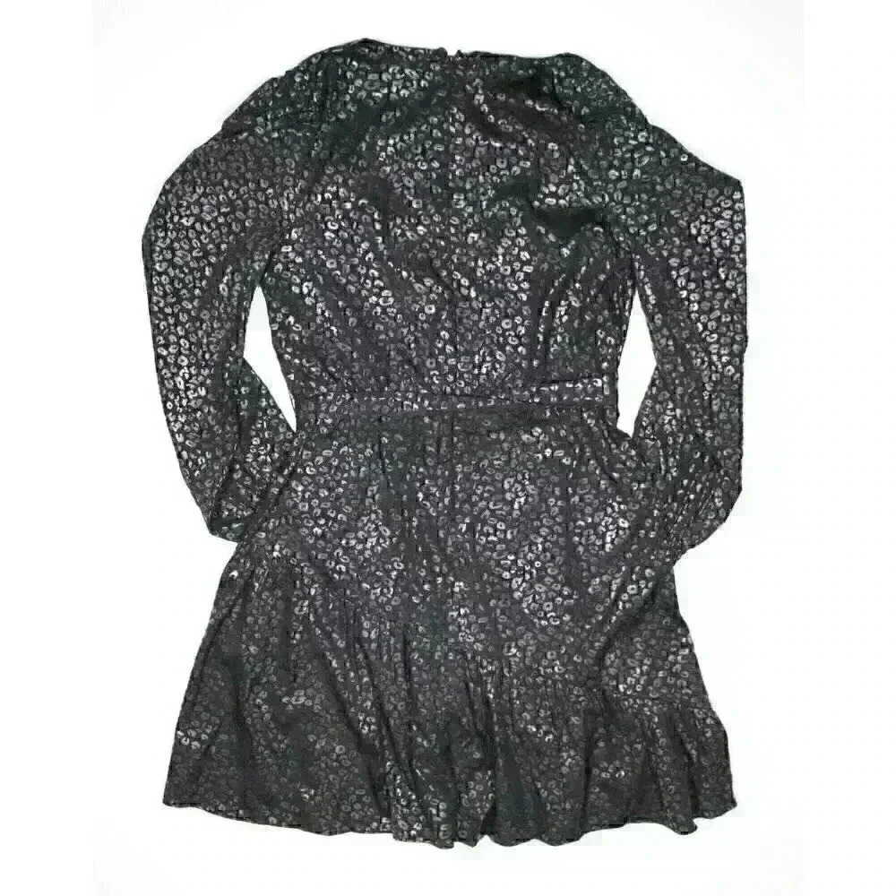 NEW! DKNY Women's 6 Long Sleeve V-Neck Ruffle Fit and Flare Dress NWT $134 - Picture 2 of 3